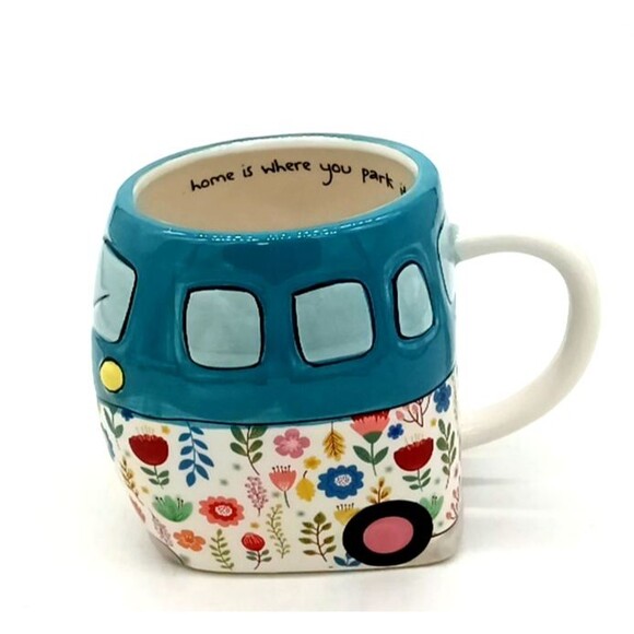 Home is Where You Park It Retro Floral Camper Large Coffee Mug - Picture 1 of 6